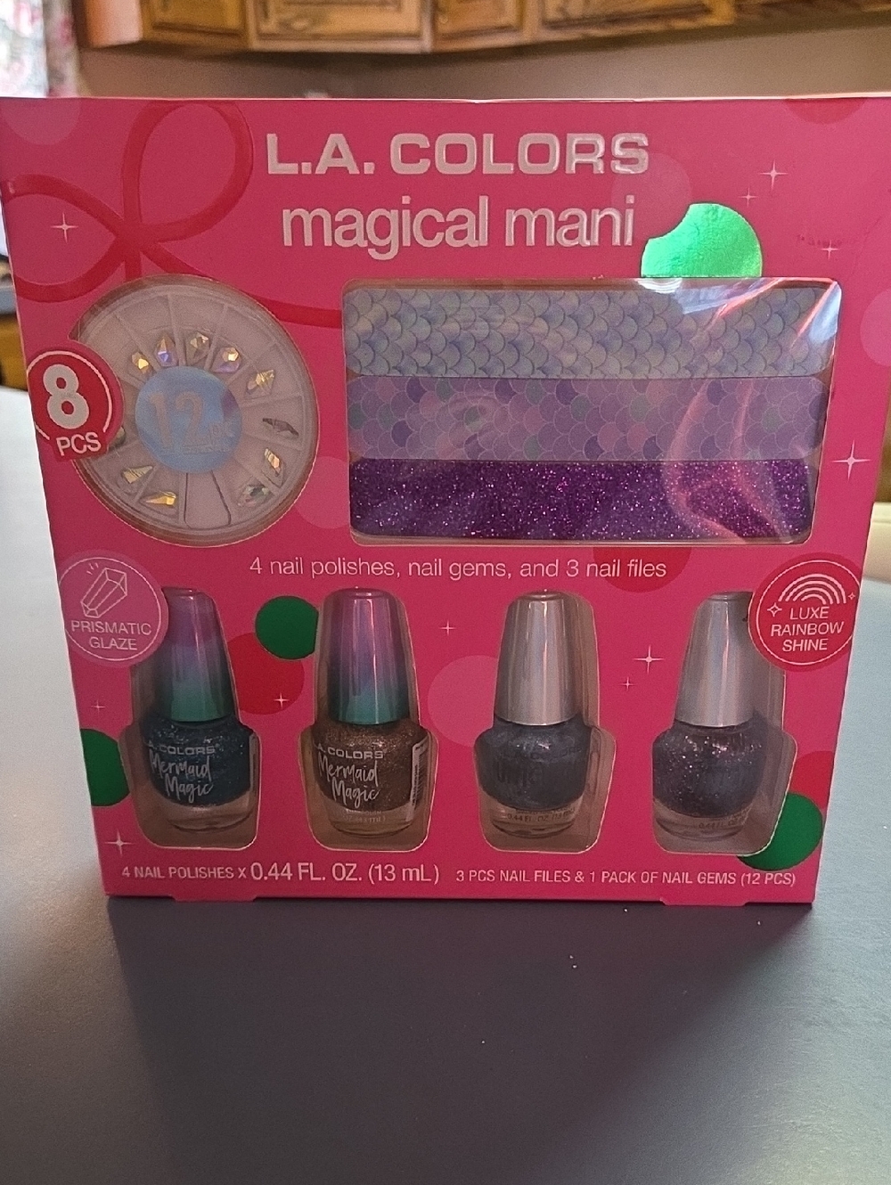 L.A. COLORS Magical Mani Nail Kit - Pink Packaging with Multicolor Polishes